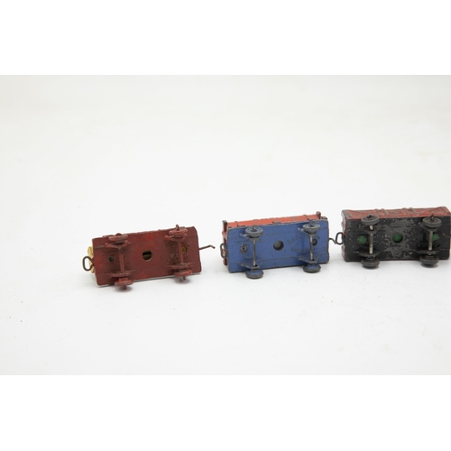 3206 - Dinky Toys Meccano, pre-war 'Mixed Goods Train Set' containing Locomotive, Tanker, Log Wagon and Ope... 