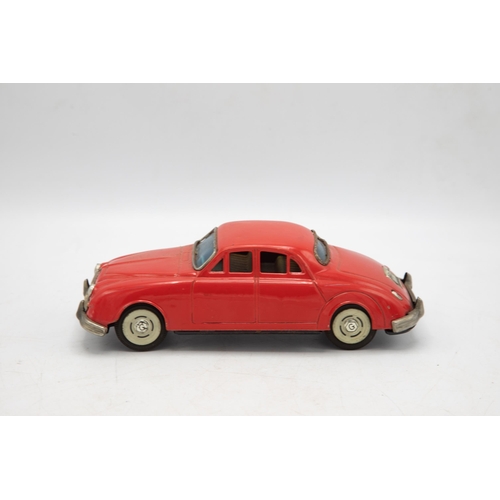 3207 - Bandai Jaguar 3.4, red, tin-plate friction drive car, working, good example with lithograph printed ... 