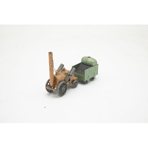 3212 - Benbros Qualitoy Stephenson's Rocket, gold Locomotive with green Coal Tender, 10cm long, containing ... 