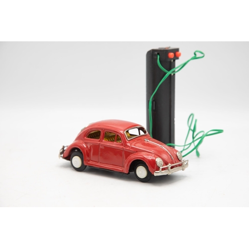 3213 - VW Beetle by KO Made in Japan, tin-plate Volkswagen battery operated remote control tin-plate, mint ... 