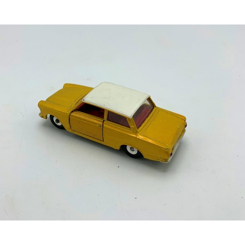 3221 - Dinky Toys No.133, 1965 Ford Cortina, metallic gold white roof, jewelled lights, paper number-plates... 