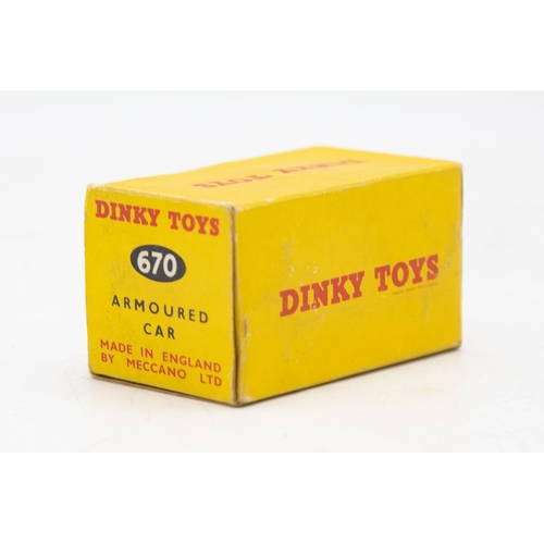 3227 - Dinky Toys 670 Armoured Car, presented in a slightly scarce non-picture box, one chip otherwise exce... 