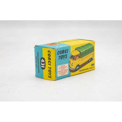 3237 - Corgi Toys 431 Volkswagen Pick-Up, scarce model and even more so with yellow cab interior, playwear ... 