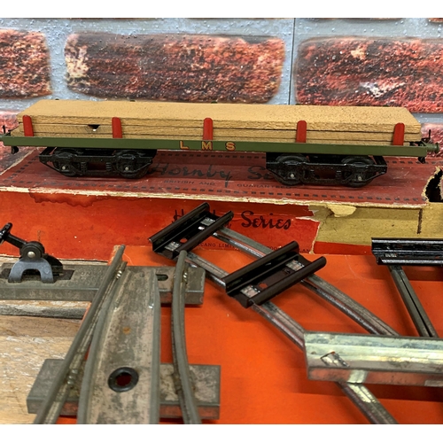 3502 - Assortment of boxed Hornby 0 gauge to include boxed Hornby No. 2 Timber Wagon L.M.S. , No. 1 Buffer,... 