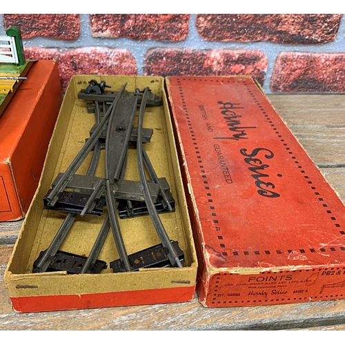 3502 - Assortment of boxed Hornby 0 gauge to include boxed Hornby No. 2 Timber Wagon L.M.S. , No. 1 Buffer,... 