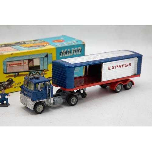 3293 - Corgi Toys MAJOR Toys 1137 Ford Tilt Cab 'H' Series With Detachable Trailer, mint model, inner packa... 