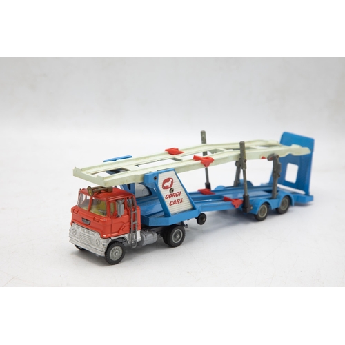 3296 - Corgi Toys 1138 Car Transporter With Fold Tilt Cab 'H' Series Tractor, with original corrugated pack... 