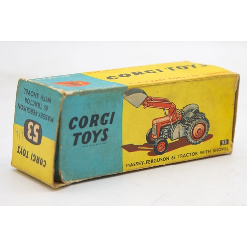 3300 - Corgi Toys 53 Massey-Ferguson 65 Tractor With Shovel, very good and Boxed