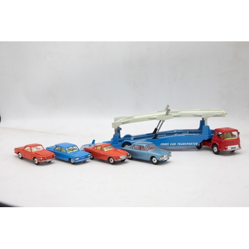 3319 - Corgi Major Toys Gift Set 28 Carrimore Car Transporter with 'Bedford' Tractor Unit and 4 Cars, consi... 