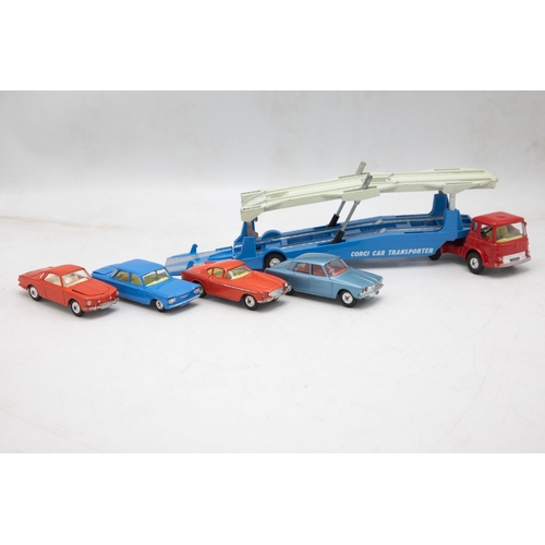 3319 - Corgi Major Toys Gift Set 28 Carrimore Car Transporter with 'Bedford' Tractor Unit and 4 Cars, consi... 