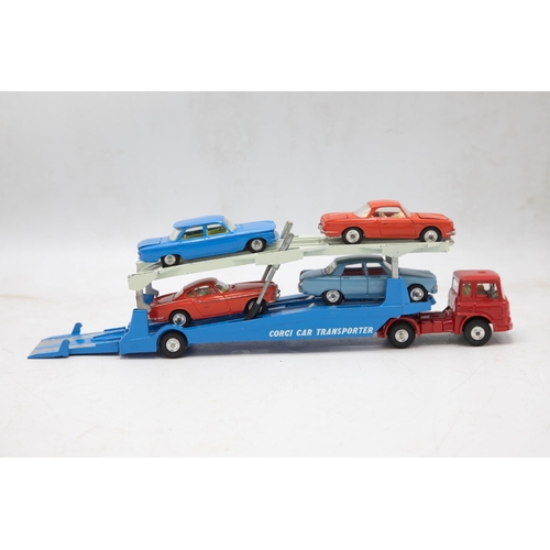 3319 - Corgi Major Toys Gift Set 28 Carrimore Car Transporter with 'Bedford' Tractor Unit and 4 Cars, consi... 