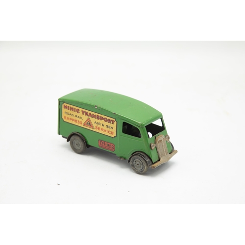 3331 - Triang Minic Clockwork 103m Short Bonnet Shutter Van, MINIC TRANSPORT on sides, green body, scarce, ... 