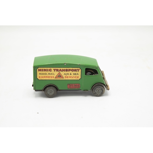 3331 - Triang Minic Clockwork 103m Short Bonnet Shutter Van, MINIC TRANSPORT on sides, green body, scarce, ... 