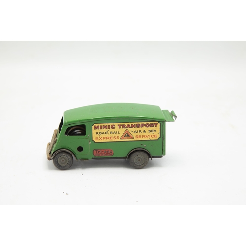 3331 - Triang Minic Clockwork 103m Short Bonnet Shutter Van, MINIC TRANSPORT on sides, green body, scarce, ... 