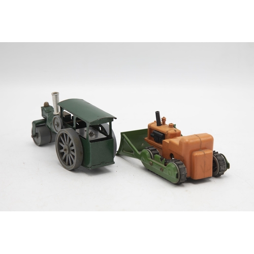 3335 - Triang Minic 33M Steam Roller clockwork back and forth (working) and Triang Minic Bulldozer M207, cl... 