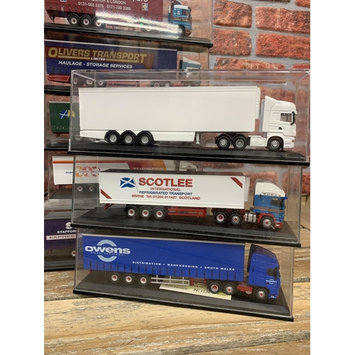 3356 - Collection of die cast lorries, mixed advertising examples, all held in perspex display case (one bo... 