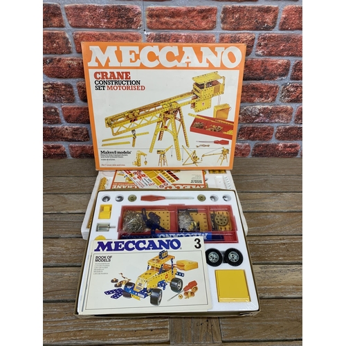 3358 - Quantity of vintage Meccano to include Space 2501, motorised crane and sealed motorised set examples... 