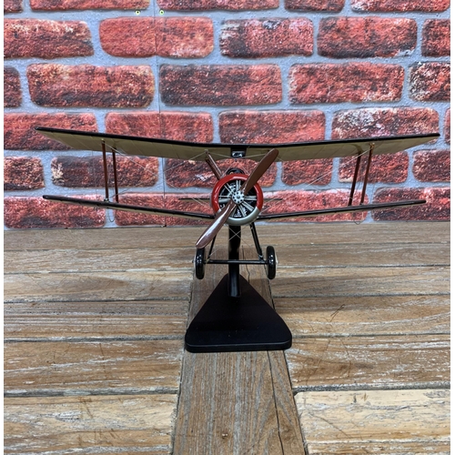 3371 - Bravo Delta Models - carved mahogany model of a Sopwith Camel plane with display stand