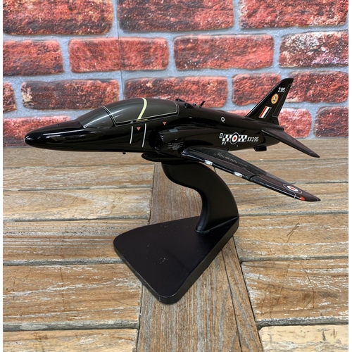 3372 - Bravo Delta Models - carved mahogany model of a XX295 Hawk plane with display stand