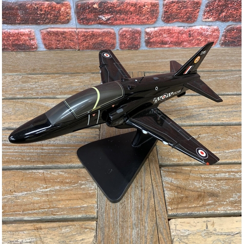 3372 - Bravo Delta Models - carved mahogany model of a XX295 Hawk plane with display stand