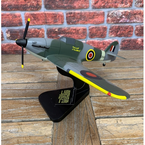 3374 - Bravo Delta Models - carved mahogany model of a Hawker Hurricane PZ865 plane with display stand