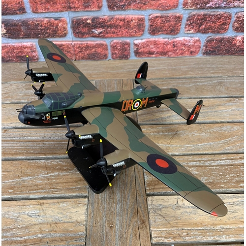 3381 - Bravo Delta Models - carved mahogany model of a Avro Lancaster PA474 plane with display stand