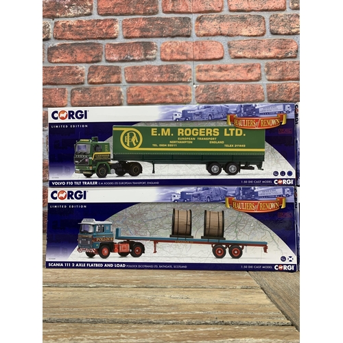 3423 - Corgi - 'Hauliers of Renown', 1:50 scale die cast model trucks, to include Volvo F89, Seddon Atkinso... 