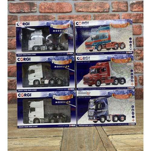 3426 - Corgi - 'Hauliers of Renown' - 1:50 scale die cast model trucks, to include Scania T Pollock, Merced... 