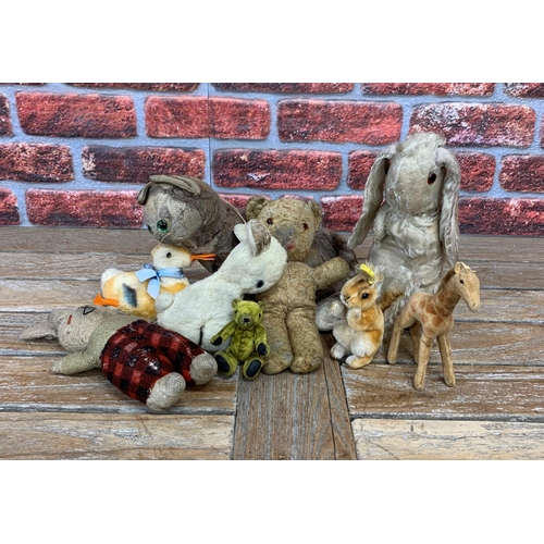 3435 - Quantity of vintage teddy bears and animals to include Steiff, Little Scruffs and Chad Valley exampl... 