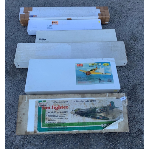 3459 - Assortment of vintage balsa wood and foam model planes to include Fun Fighter Spitfire and G.W.S T6 ... 