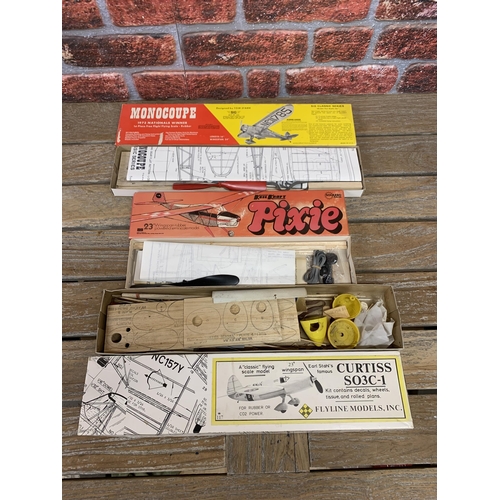 3461 - Quantity of boxed balsa wood and plastic model plane kits to include AT-6 Texanm Curtiss SO3C-1 and ... 