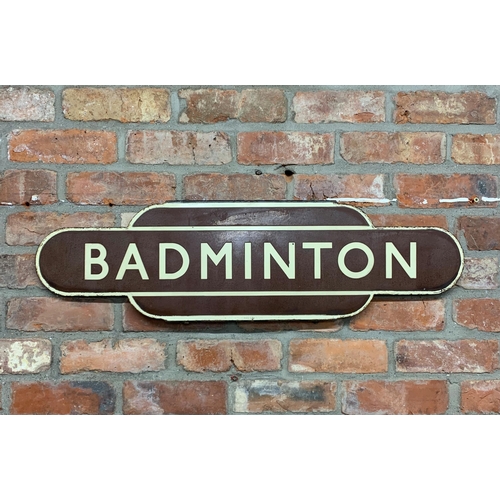 3517 - Vintage GWR 'Badminton' cast iron station sign - Badminton served on the Paddington to South Wales r... 