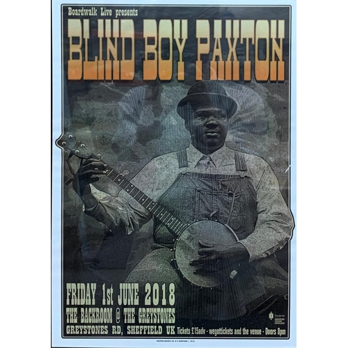 3632 - The Michael Chapman Collection - framed Blind Boy Paxton promotional gig poster, 48cm x 35cm