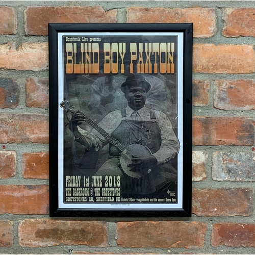 3632 - The Michael Chapman Collection - framed Blind Boy Paxton promotional gig poster, 48cm x 35cm