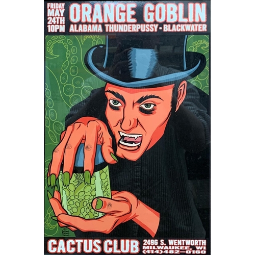 3634 - The Michael Chapman Collection - framed Orange Goblin, Alabama Thunderpussy, cactus club, 46cm x 32c... 