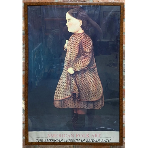 3671 - Poster - 'American Folk Art Museum, Bath', depicting 'Girl in Brown Print Dress', 91 x 59cm, framed