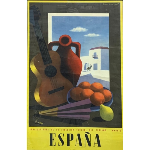 3694 - Collection of vintage Spanish travel tourism posters to include Guy George and Delpy examples, 96cm ... 