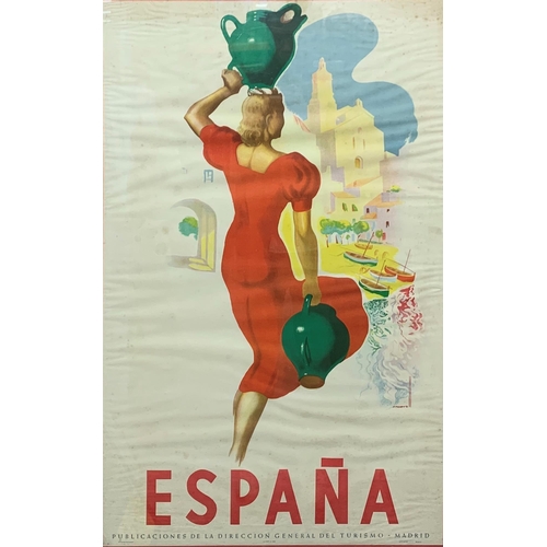 3694 - Collection of vintage Spanish travel tourism posters to include Guy George and Delpy examples, 96cm ... 