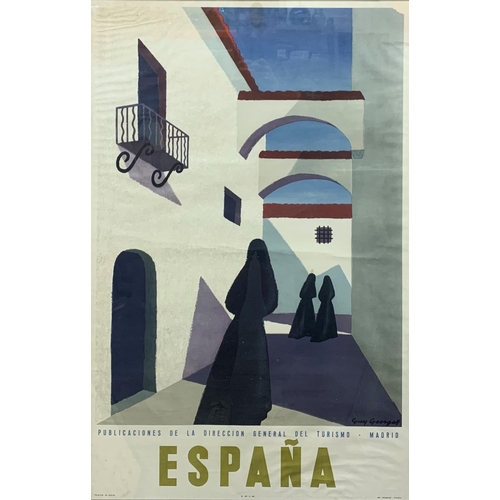 3694 - Collection of vintage Spanish travel tourism posters to include Guy George and Delpy examples, 96cm ... 