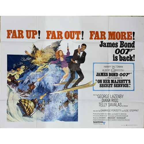 3695 - Original James Bond UK Quad poster, `On Her Majesty`s Secret Service`, printed by Lonsdale and Barth... 