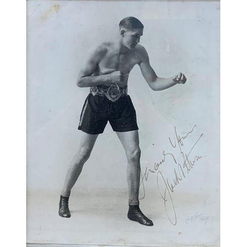 3721 - Boxing - signed Jack Peterson (1911-1990) framed black and white print, Peterson was a Welsh boxer w... 