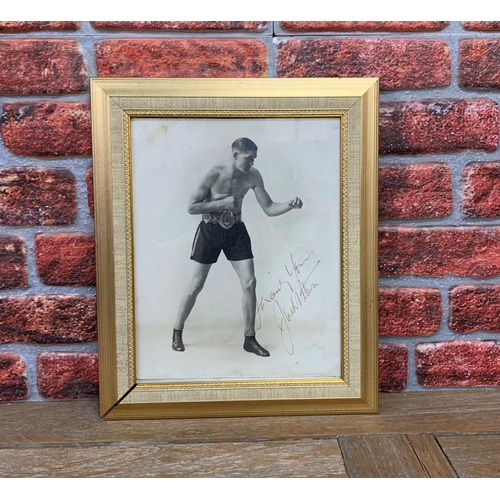 3721 - Boxing - signed Jack Peterson (1911-1990) framed black and white print, Peterson was a Welsh boxer w... 