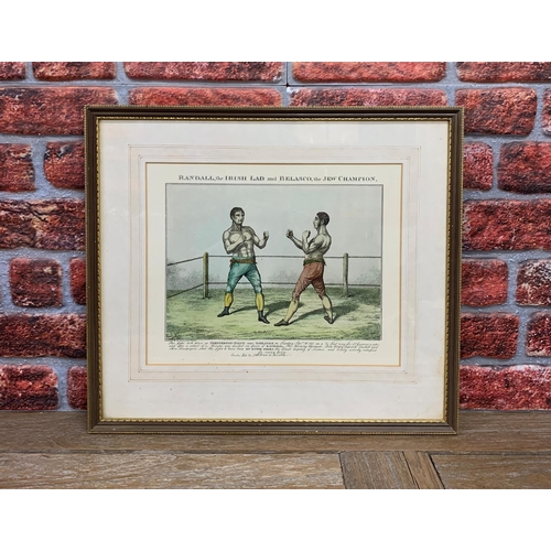 3724 - Boxing - early boxing lithograph print, depicting Randall The Irish Lad & Belasco The Jew Champion, ... 