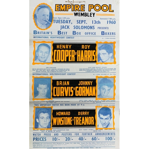 3727 - Boxing - original 1960 boxing promotional poster for the September 13th event at the Empire Pool Wem... 