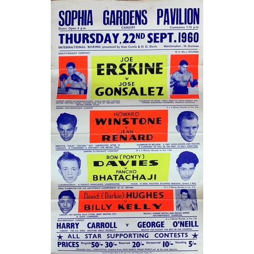 3729 - Boxing - Original 1960 boxing promotional poster for the September 22nd event at the Sophia Gardens ... 