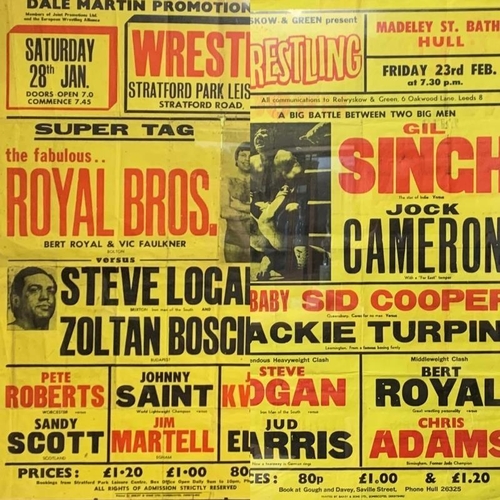 3733 - Vintage British Wrestling - Two promotional posters, one with local interest at Stratford Park in St... 