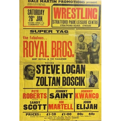 3733 - Vintage British Wrestling - Two promotional posters, one with local interest at Stratford Park in St... 