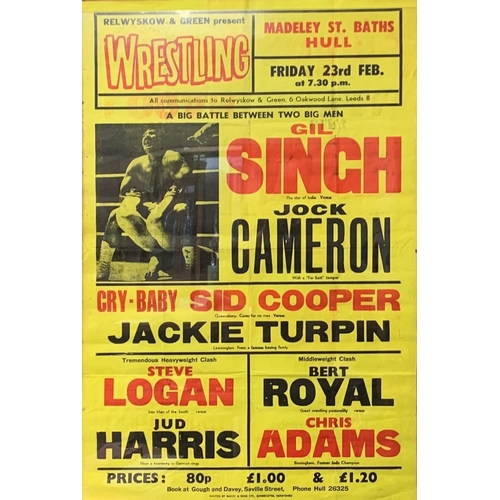 3733 - Vintage British Wrestling - Two promotional posters, one with local interest at Stratford Park in St... 