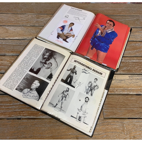 3746 - Vintage British Wrestling - A large portfolio of promotional wrestler photographs, many signed, to i... 