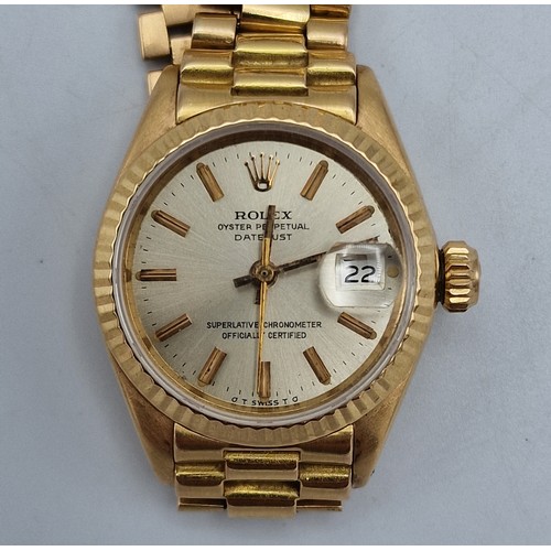 1 - Vintage Rolex Oyster Perpetual Datejust 18ct gold ladies watch, Superlative Chronometer Automatic, 2... 